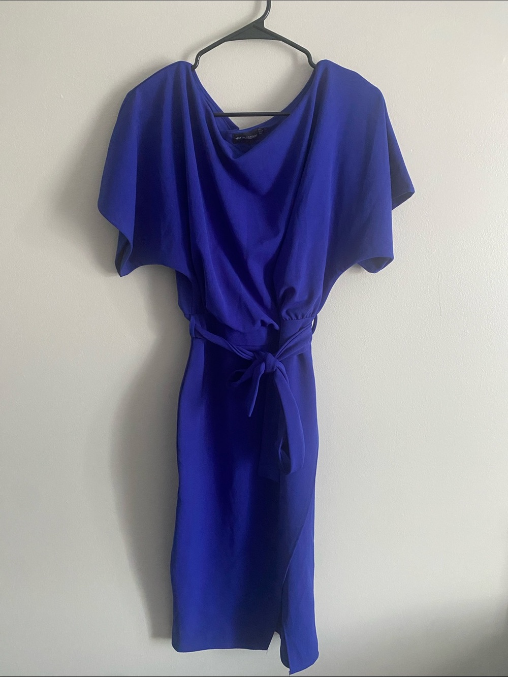 PrettyLittleThing Cobalt Blue Tie-Waist Midi Dress